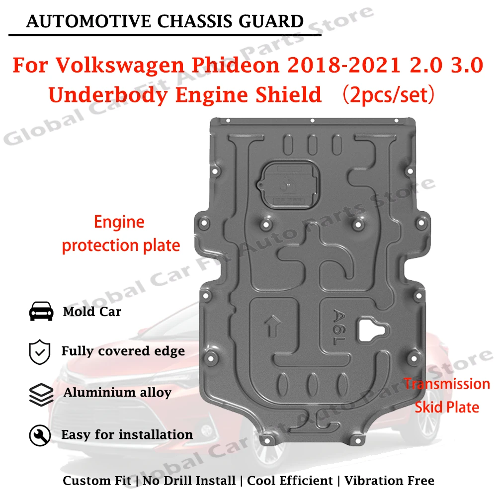 Premium Engine Bottom Protector For Volkswagen Phideon 2018-2021 2.0 3.0 No Drill Noise Reduction Efficient Cooling Splash Guard