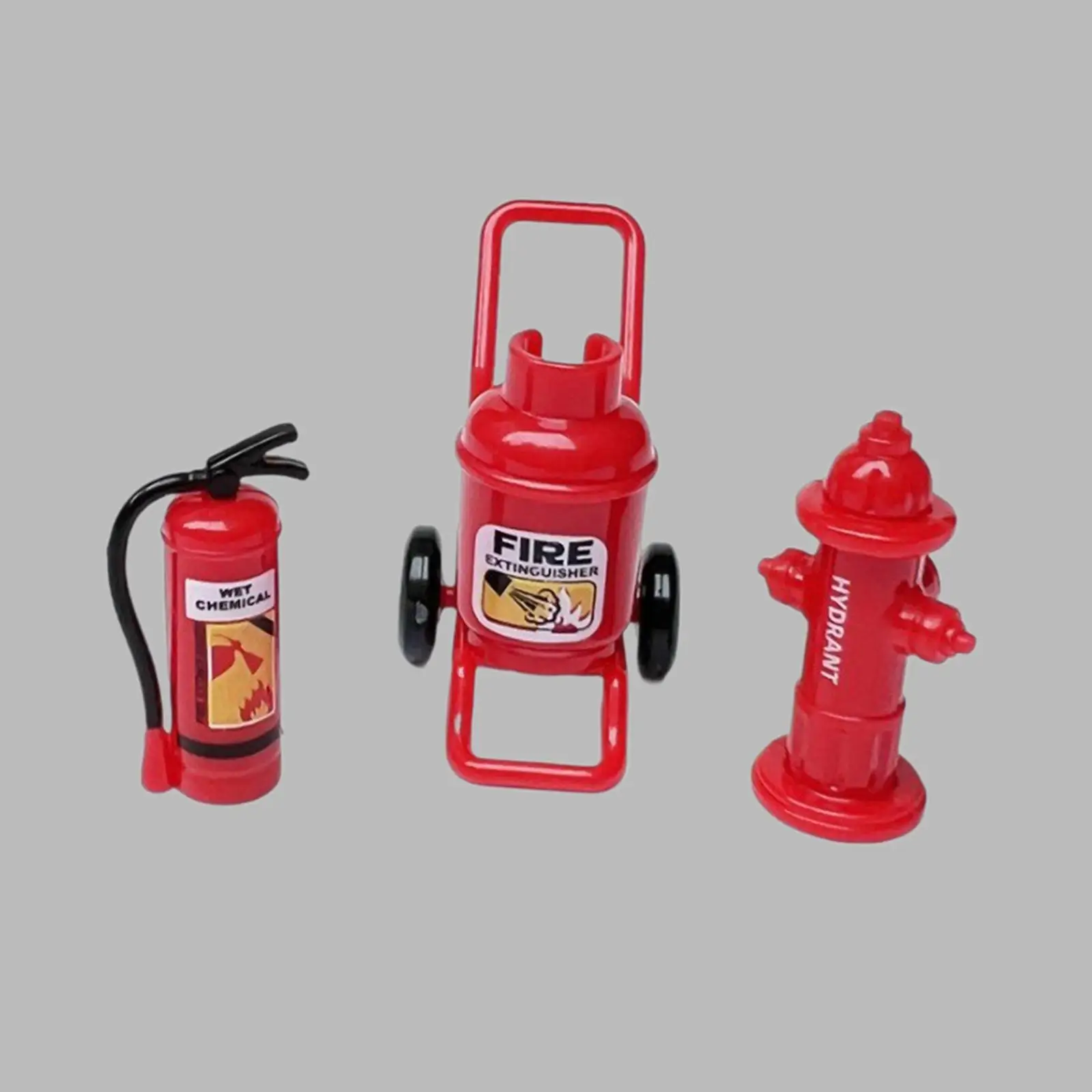 3 Pieces 1/12 Dollhouse Kids Firefighter Toy Craft Fire Extinguisher