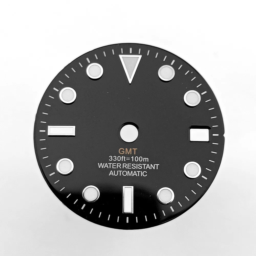 28,5 m Zifferblatt GMT Uhrenzifferblätter passend für NH34/NH35 Uhrwerk BGW9 Blaue Leuchtzeiger Uhrenteile Zubehör Zifferblatt Zeiger – Detail 4