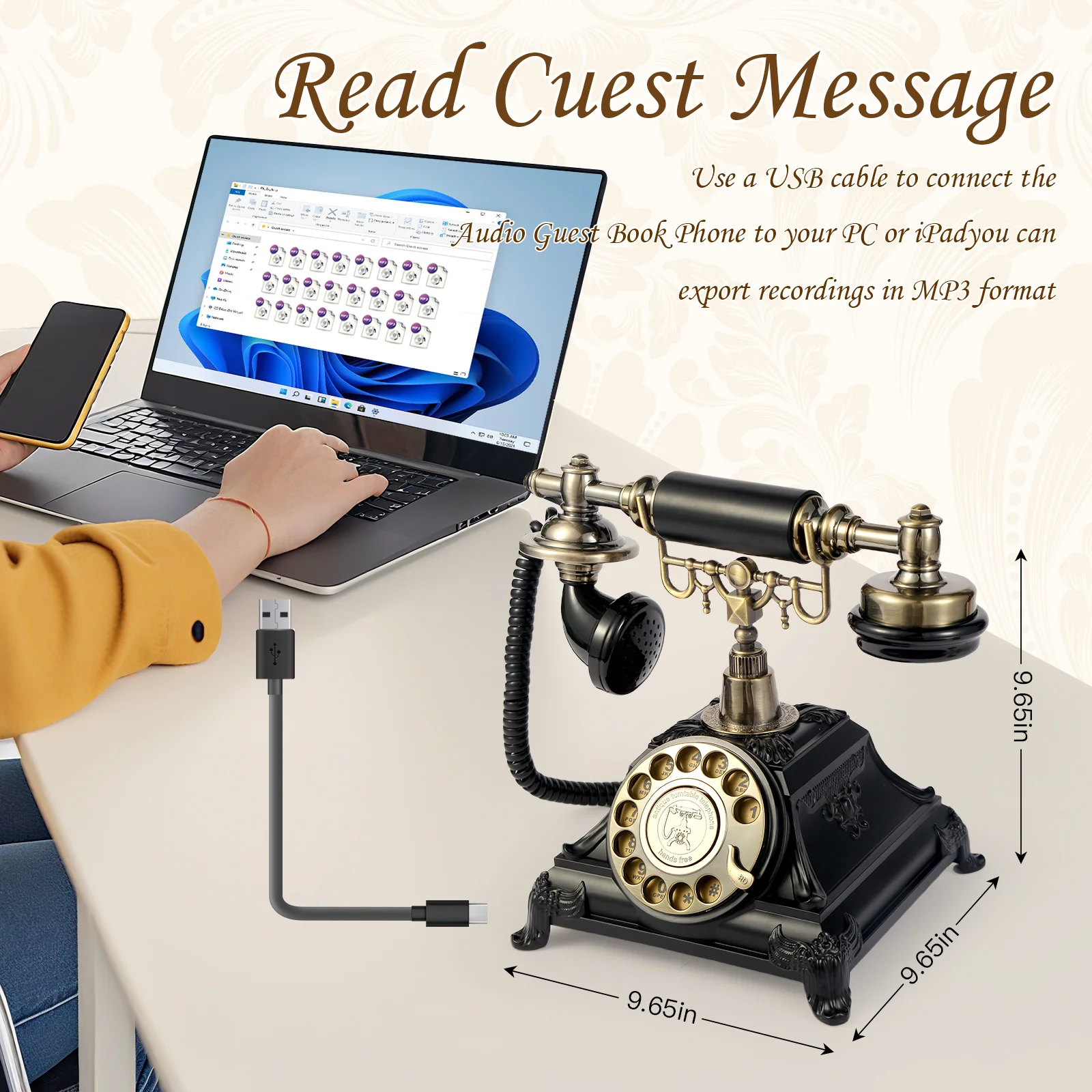 Audio Message Book Birthday Party Voice Retention Commemorative Telephone Blessings Recording Telephone Wedding Guest Book Alter image 6