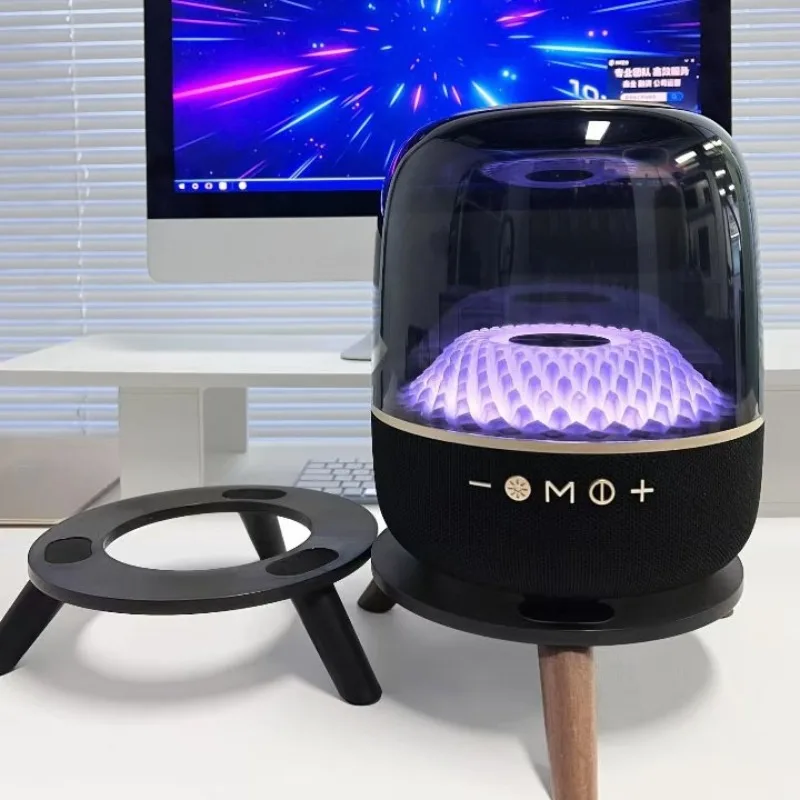 

Деревянная настольная подставка для Bluetooth-колонки с ударопрочным стеклянным основанием и кристаллической опорой