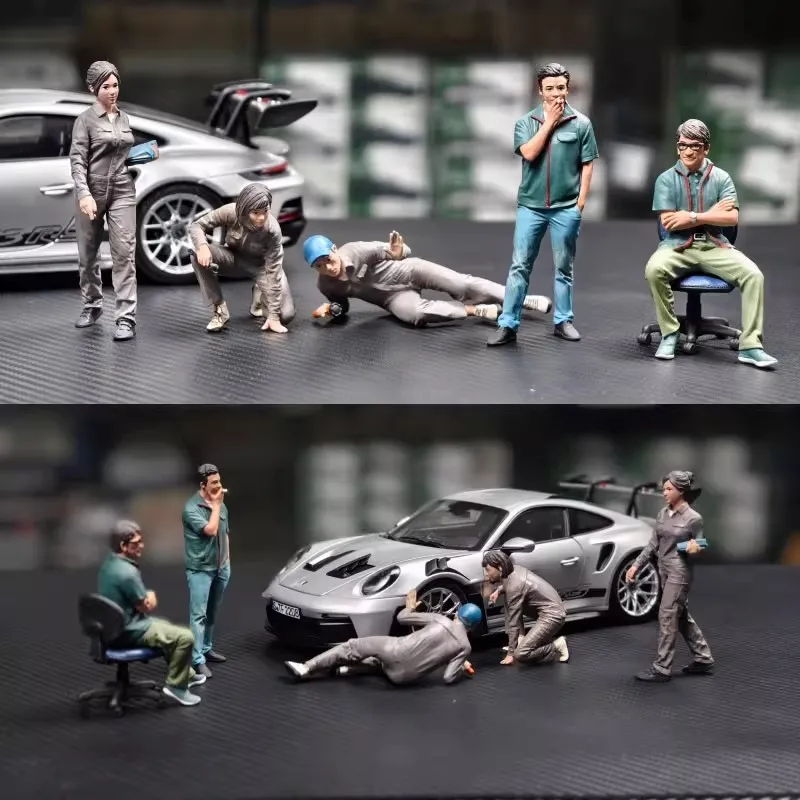 

1/18 Repairman Model Vehicle Repair Factory Worker Garage Scene Race Crew Automotive Maintenance Technician Figure Collection