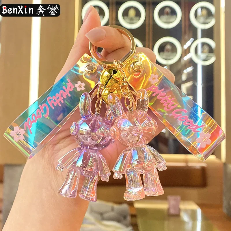 المعلقات سلسلة المفاتيح الرائعة الراقية من Miniso، تماثيل صغيرة كرتونية ثلاثية الأبعاد، هدايا صغيرة للأزواج، سلسلة مفاتيح هدايا صغيرة