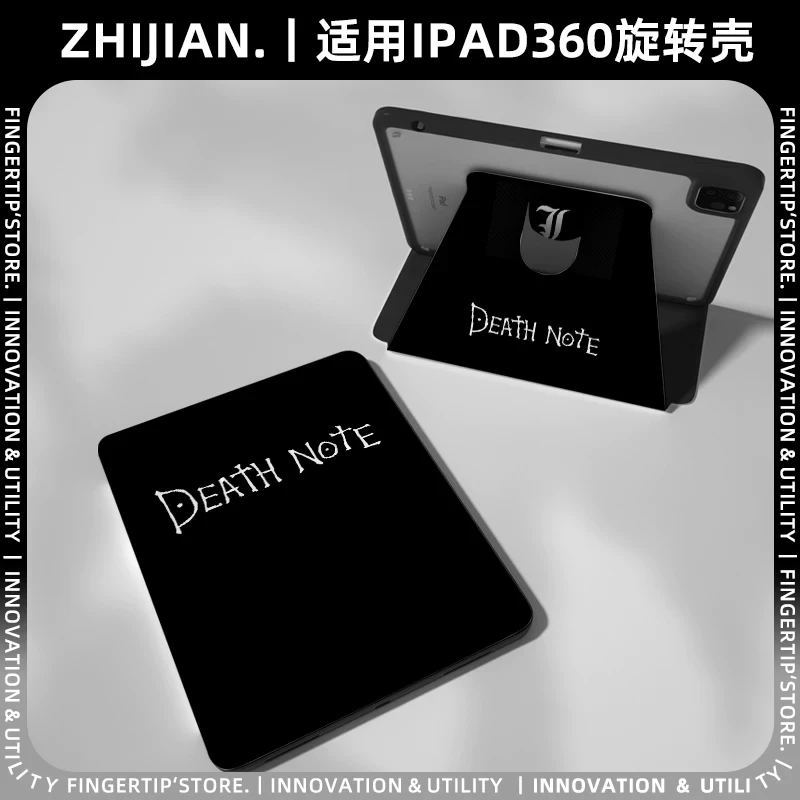 Gothic Black English Notes Tablet Cover For iPad Pro 13 11th M5 M4 12.9 A16 8 7 9th 10th Air 11 M2 M3 Mini Rotating Fold Case