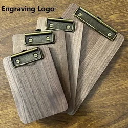 Black Walnut Solid Wood Menu Clip Board A4 Restaurant Display Menu Holder & Bar Order Clip Board Clipboard Folder Display Stand