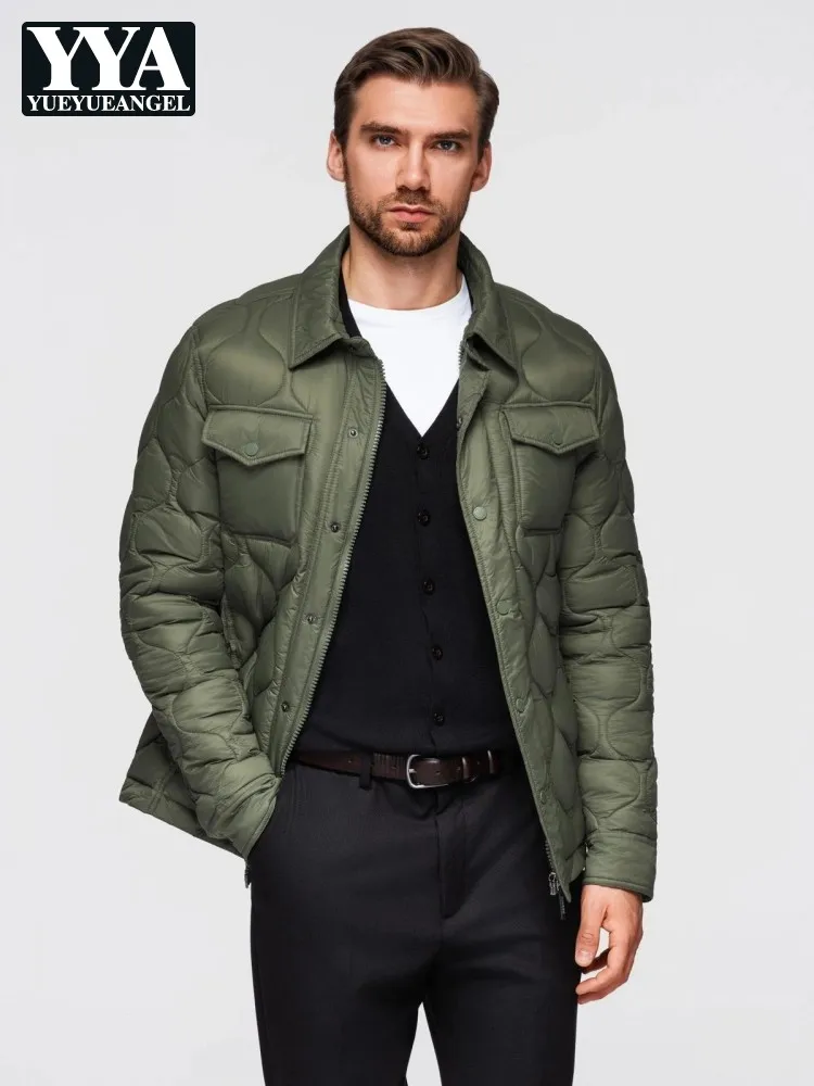 

Осень-зима мужские парки однобортные теплые удобные ветрозащитные нейлоновые стеганые куртки с отложным воротником повседневная верхняя одежда мужская