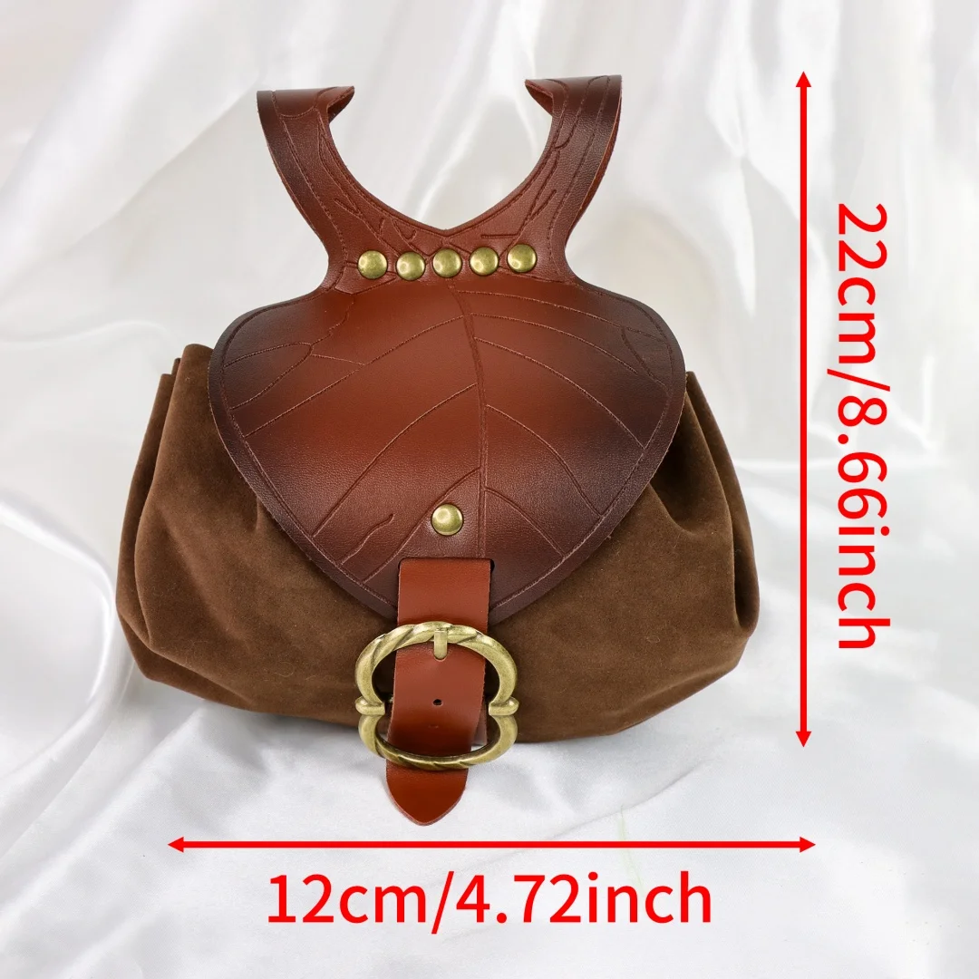 Halloween Medieval Leaf Shape Waist Pouch Vintage Leather Belt Bag LARP Elf Cosplay Party Dress-up Costume Accessory - view 6