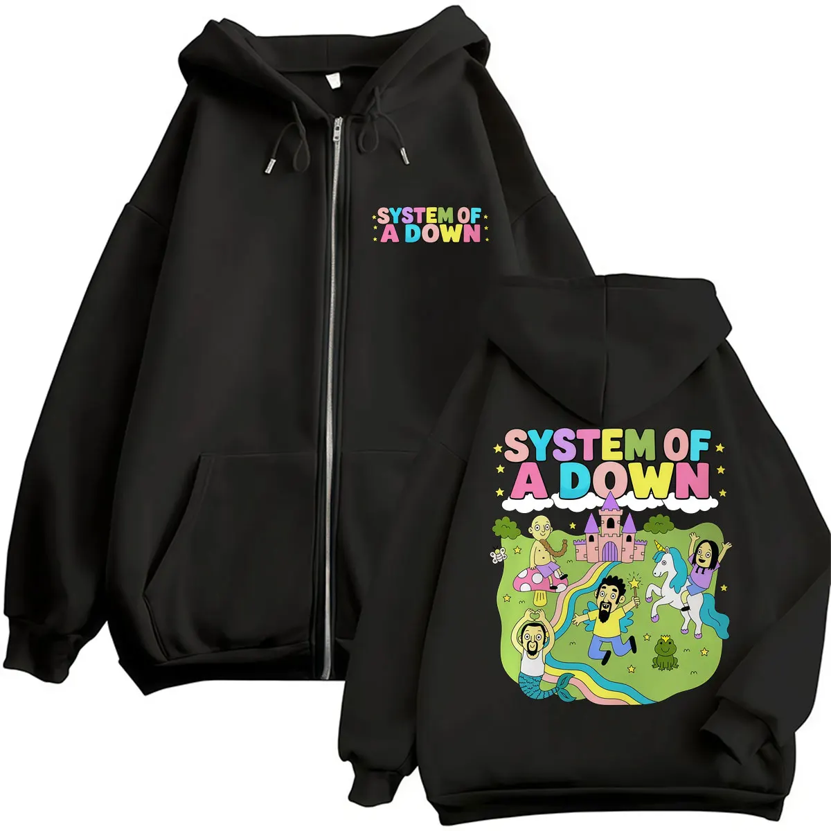 Rock Band System of A Down Graphic Zipper Hoodie Men Women Fashion Hip Hop Sweatshirt Fleece Oversized Cartoon Coats Streetwear