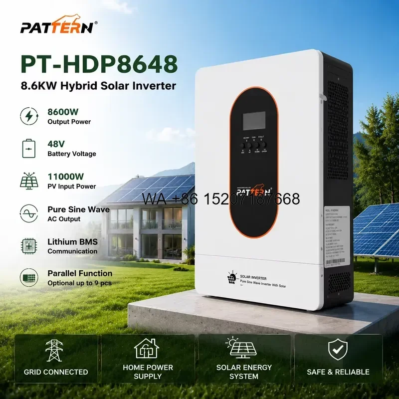 Wmwmnu for PATTERN 8.6KW 8KW MPPT Built-in Wifi Pure Sine Wave Grid Tie Solar Power Inverter Hybrid for Residential Solar