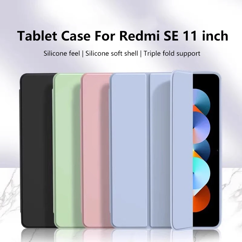 Étui de protection pliable coloré pour tablette, Redmi Pad SE, 11 ", protecteur avec support, support rapide, coque