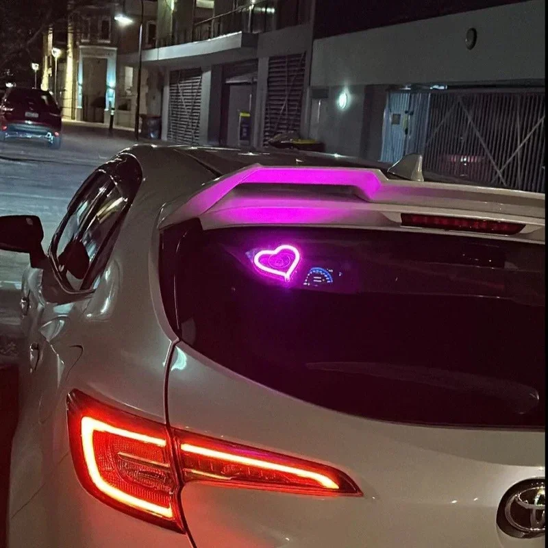 자동차 LED 창 조명 실내 장식 조명, 빛나는 하트 분위기 조명, USB 와이어링 자동차 수정 네온 자동차 장식