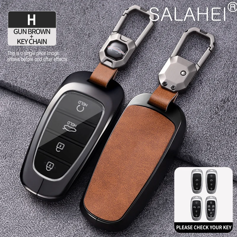 

Car Key Case Cover Fob For Hyundai Tucson Prime Solaris Sonata Hybrid NEXO NX4 Santafe Dn8 2020 2021 2022 Keychain Accessories