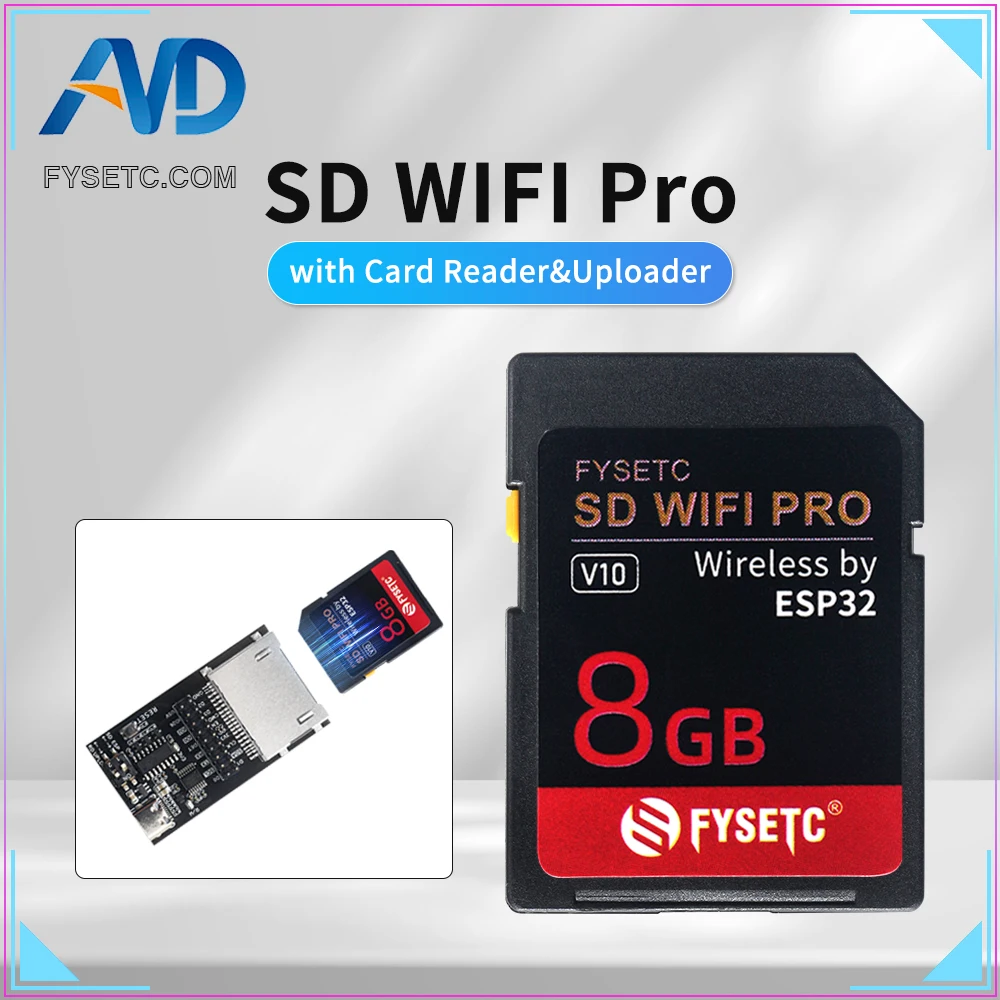 

FYSETC 8GB SD WIFI PRO Based on ESP32 with Card Reader & Uploader Board Support Web Server Wireless transmission for 3D Printers