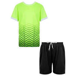 Kids Boys Girls Soccer Clothes Set Football Training Uniform Sport Suit Short Sleeve Breathable T-shirt with Shorts Sportswear