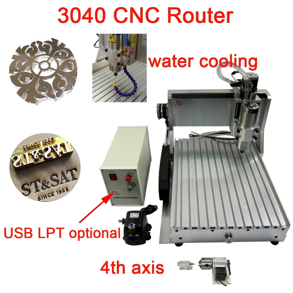 LY 3040 CNC Router Wood Carving Machine 3 Axis 4 Axis 300*400mm PCB Metal Engraving Milling Machine 2.2KW Water Cooling Spindle