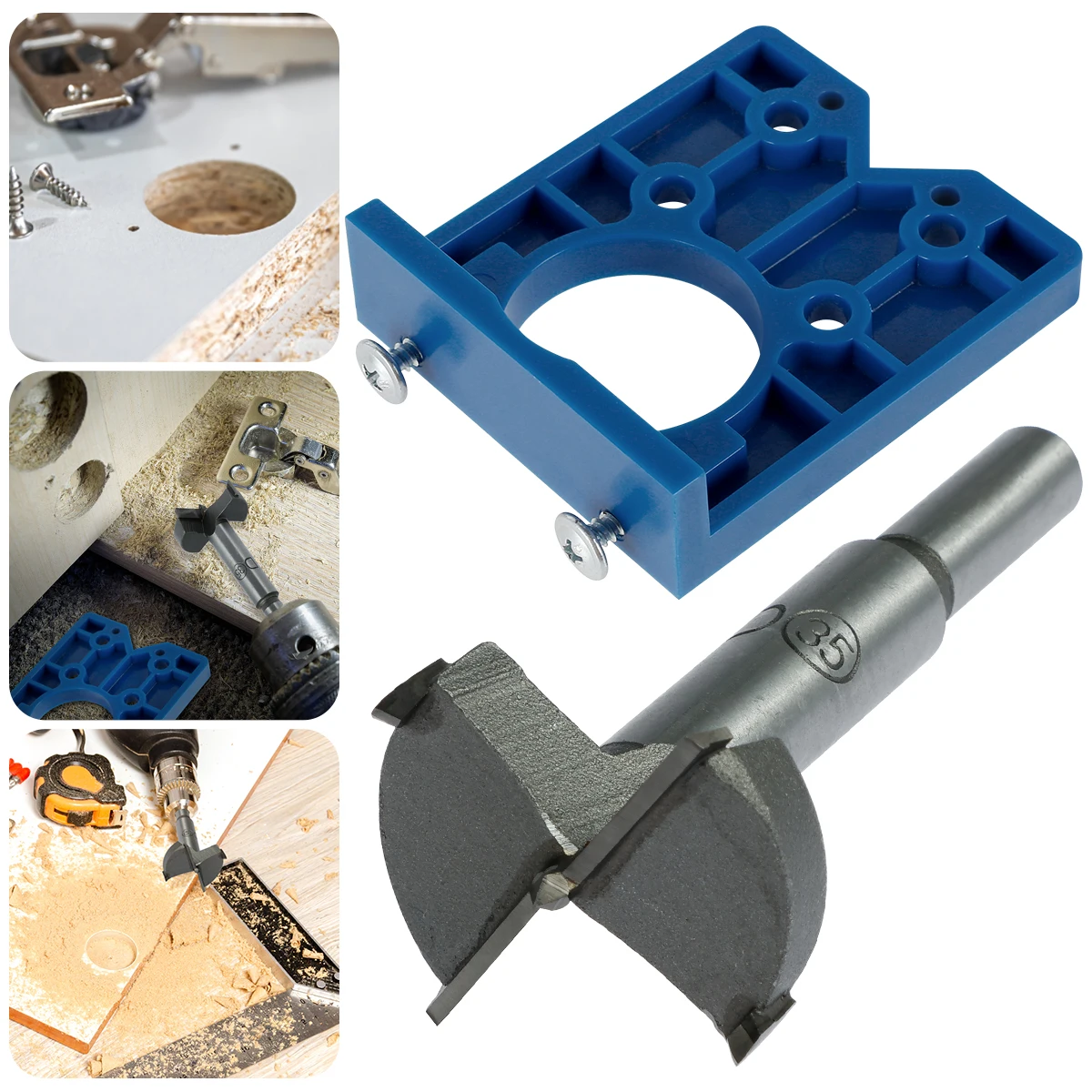 35mm Hinge Drilling Jig Set Concealed Guide Hinge Hole Drilling Locator Woodworking Hole Opener Door Cabinet Accessories Tools