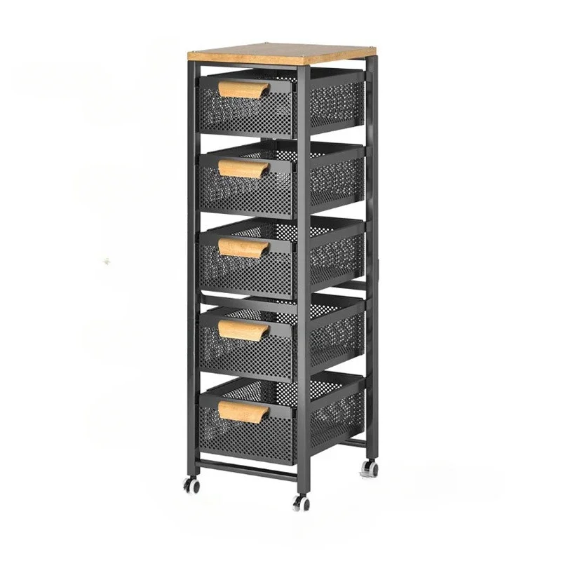 Functional Multi-layer Kitchen Trolleys for Vegetable Fruit Storage Auxiliary Cart Multi-functional Movable