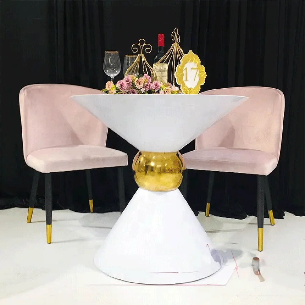 

Modern bar table white funnel-shaped metal top cocktail table