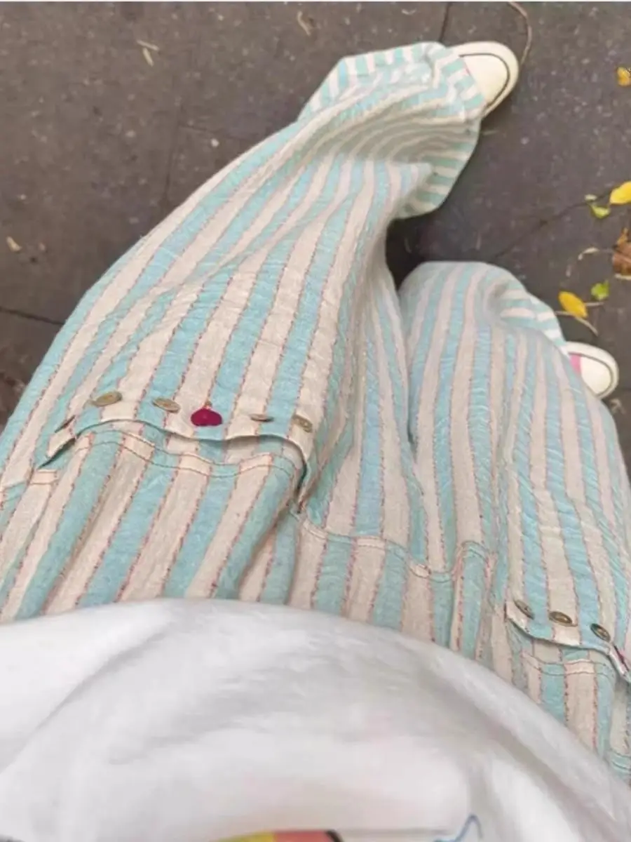 Pantalones de dormir a rayas para Mujer, ropa de dormir informal holgada, transpirable, pantalones largos, fáciles de combinar, Ulzzang, Verano