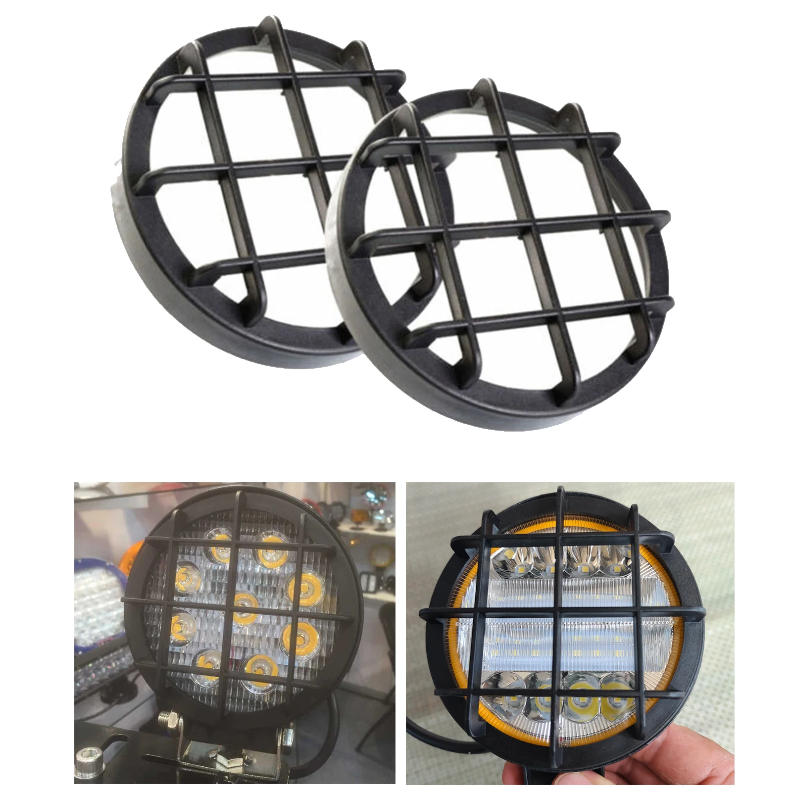 

4 inch Led Work Light Covers Headlight Mesh Protector Black Round/Square Guard Cover Lampshade for Motorcycle Car Truck 27W 48W