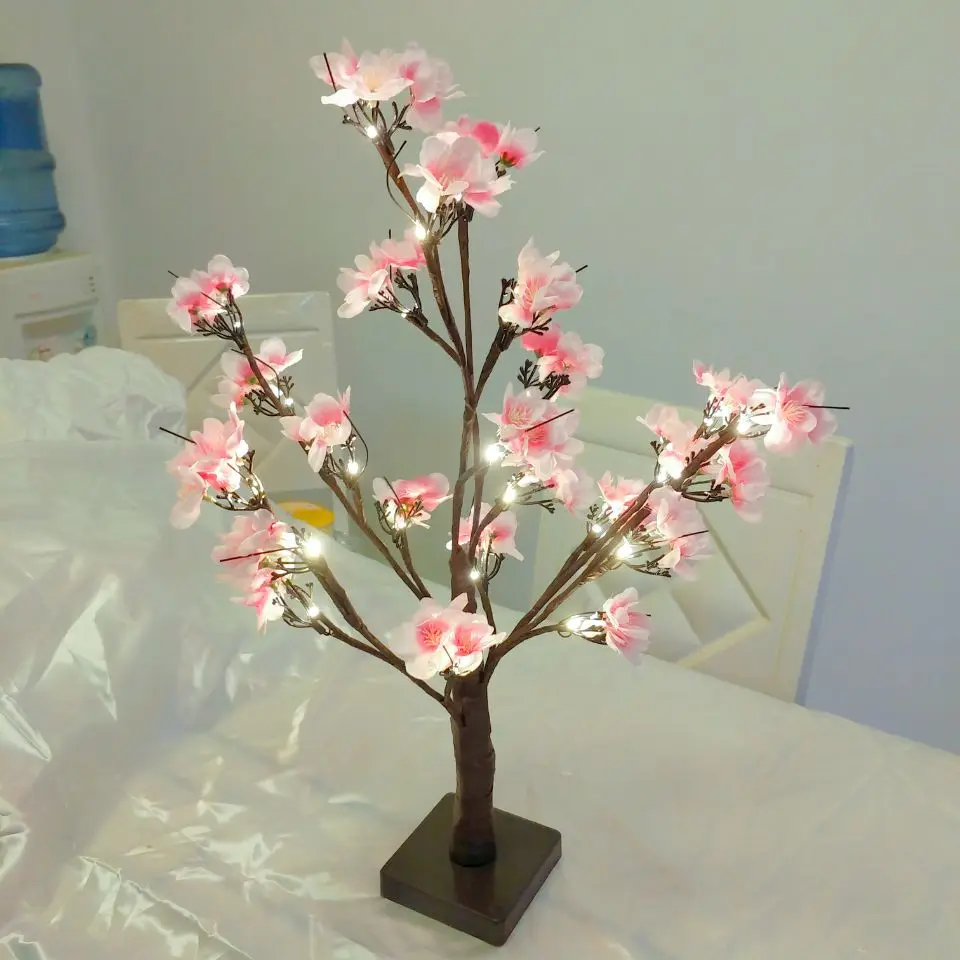 50cm Height Artificial Pink Cherry Bloosom Flower Tree For Holiday Home Living Room Wedding Party Table Decoration