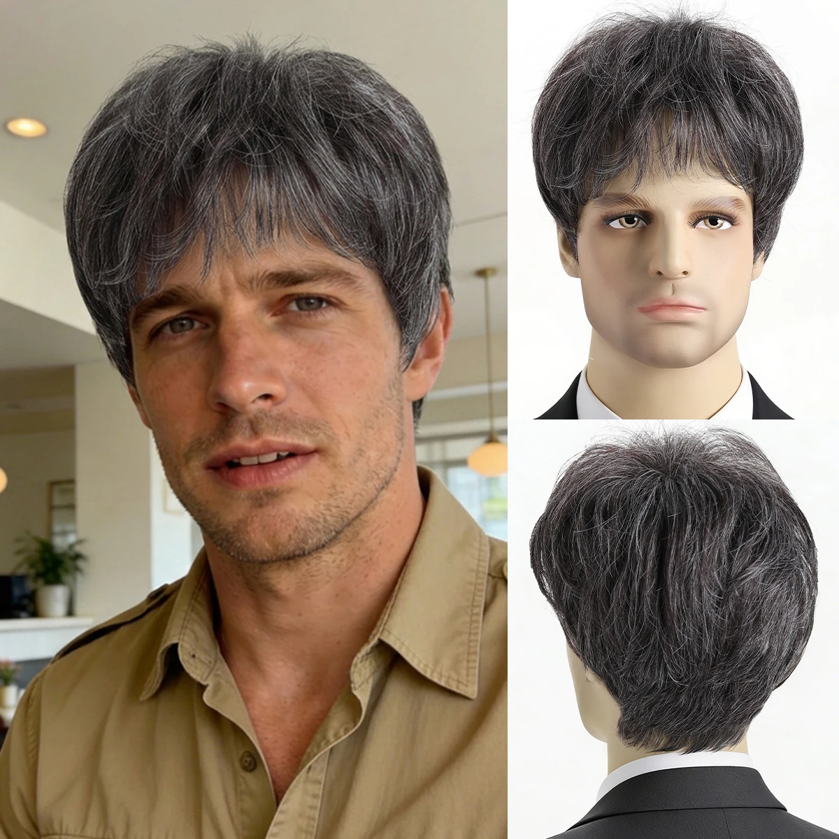 

10-дюймовый мужской парик из термостойкого синтетического волокна с натуральными кудрями