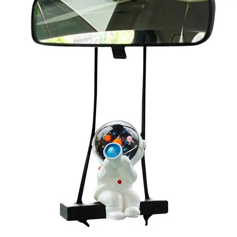 Astronaut Car Ornament Astronaut Pendant Car Rearview Hanger Car Accessories Resin Dangle Ornament Car Interior Decor For SUVs