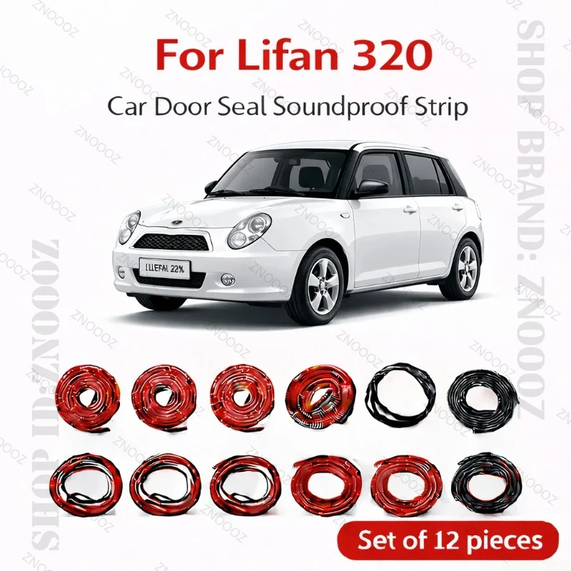 

For Lifan 320 Car Door Seal Strip Rubber Double Layer Soundproof Dustproof Waterproof Door Weatherstrip 12PCS Set
