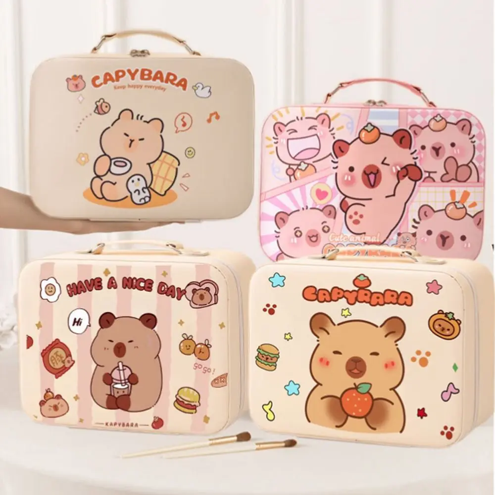 

Creative Women's Cosmetic Bag Portable with Handle Capybara Cosmetic Pouch Durable Large Capacity Cute Cosmetic Handbag