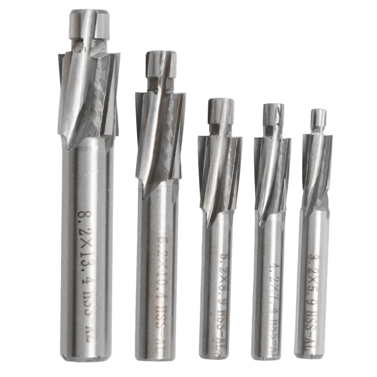 ZYPP 5Pcs HSS Counterbore End Mill M3-M8 Pilot Slotting Tool Milling Cutter Countersink End Mills