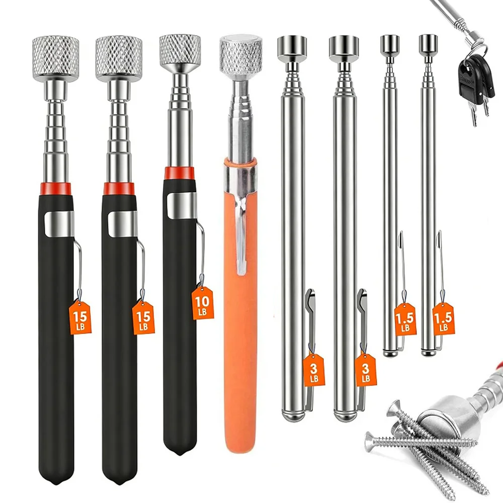 Ferramenta Magnética Telescópica para Recolher Chaves e Porcas, Capacidade de 1.5/3/10/15LB/20LB, 1-4 Peças