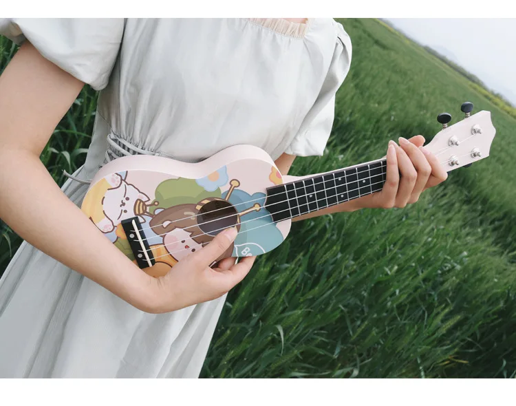 Hooqu وصول جديد 21 بوصة ألوان مختلفة القيثارة حسن المظهر الفتيات Baginners مجموعة القيثارة الصغيرة مع حقيبة