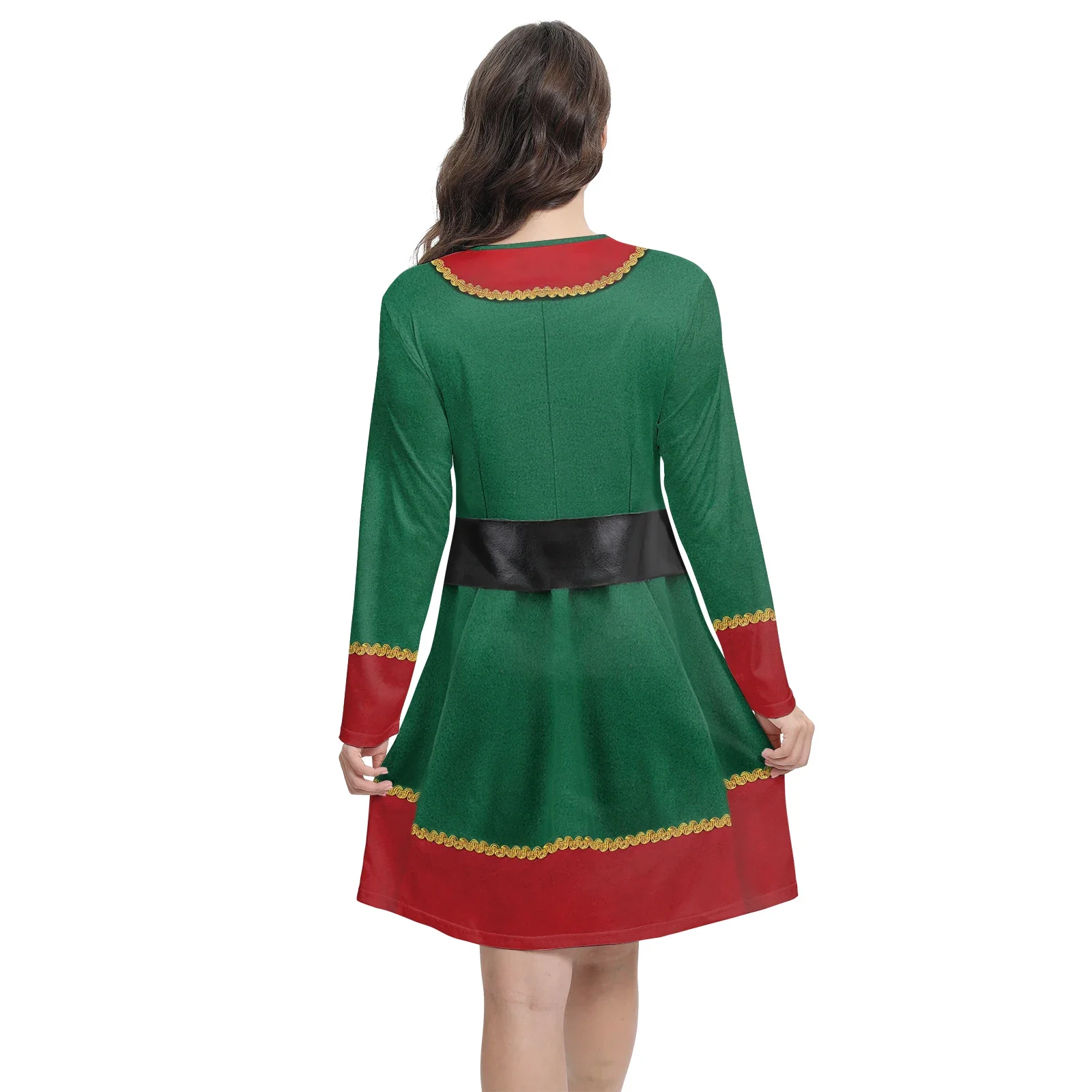 Teanoon Women Cosplay Elf Costumes Role Play Xmas Dress Leggings Set Carnival Santa Claus Green Elf Cosplay Costumes