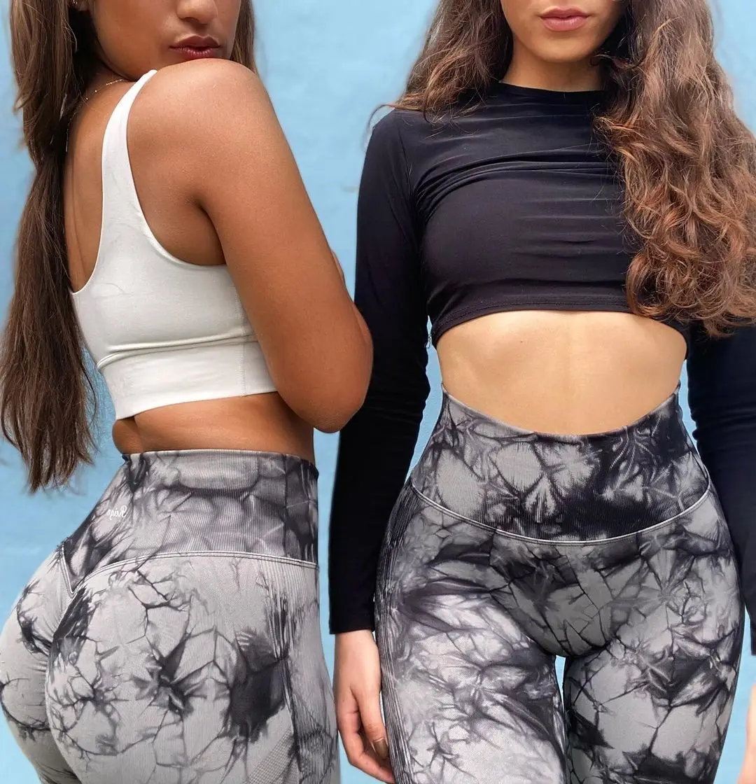 2 częściowe seksowne wiązanie spodnie legginsy sportowe bezszwowe wysokie talia Push Up damskie rajstopy Fitness legginsy treningowe odzież sportowa