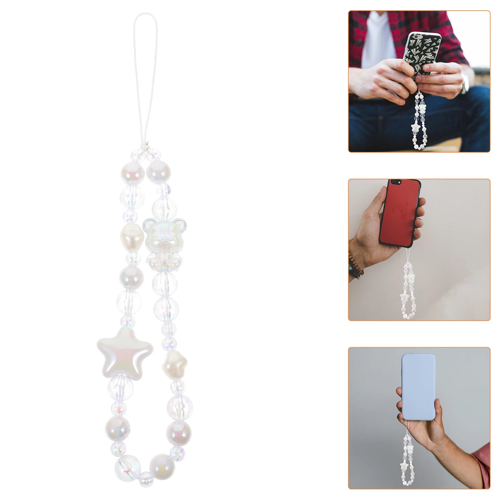 

Fashion Beaded Phone Chain Cute Bear Phone Decoration Lanyard Beaded Phone Wrist Strap Cellphone Lanyard Phone Hanging Decor
