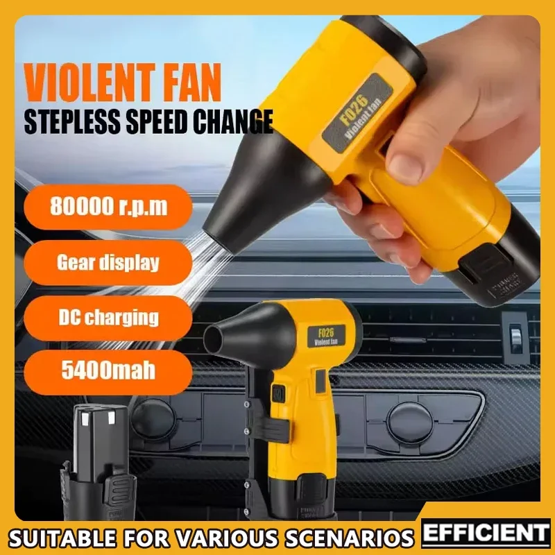 

Outdoor Camping Violent Fan Turbo Suction Dust Blower with Detachable DC Battery Pack for Snow And Dust Control