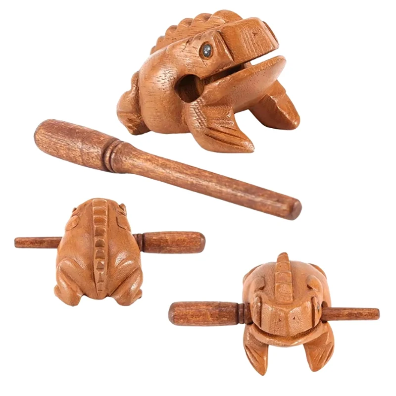 1PC Solid Wood Toad Craft Scenic Souvenirs Thailand Frog Wood Carving Ornaments Hand-carved Toad Creative Vocal Toys