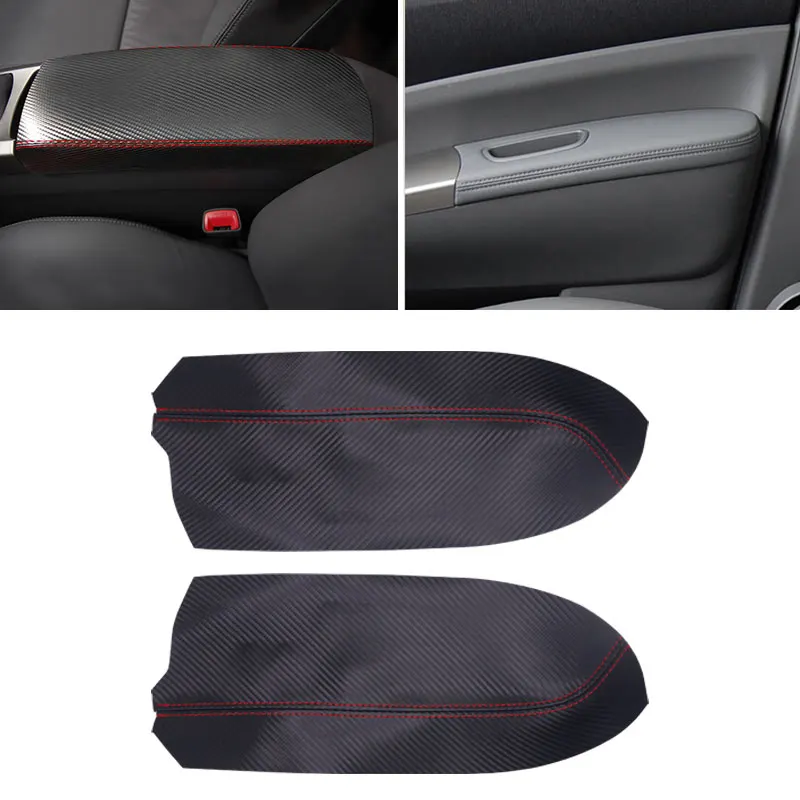 

For Toyota Prius 2004 2005 2006 2007 2008 2009 Carbon Texture Leather 2pcs Front Doors / Center Armrest Cover Protective Trim