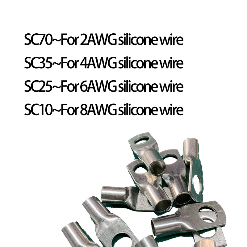 10pcs Tin Plated Copper Terminal SC10 SC16 SC25 SC35 M6 M8 M10 Screw Connector For 6AWG 8AWG Silicone Cables Thick Material - view 5