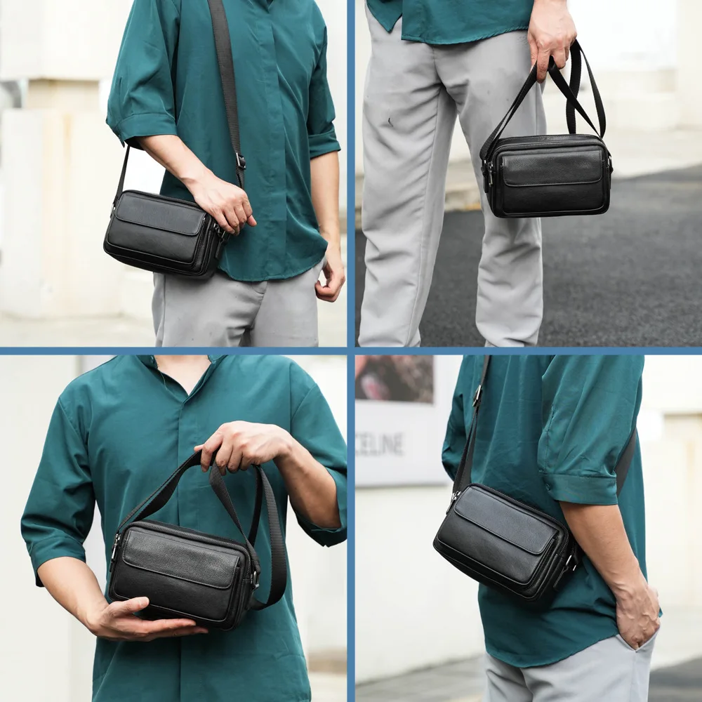 New Genuine Leather Single High-end Men's Crossbody Casual Top Layer Cowhide Small Shoulder Luxury Men Bag Phone Backpack