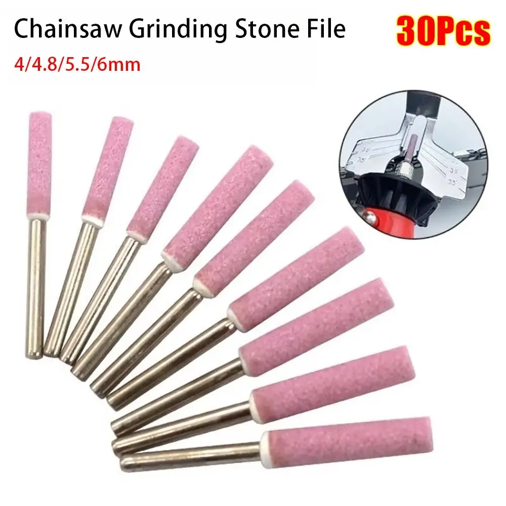 

30Pcs Chainsaw Head Grinding Stone File 4/4.8/5.5/6mm Sharpening Carving Tools Chainsaw Sharpener Stones For Polishing Metals