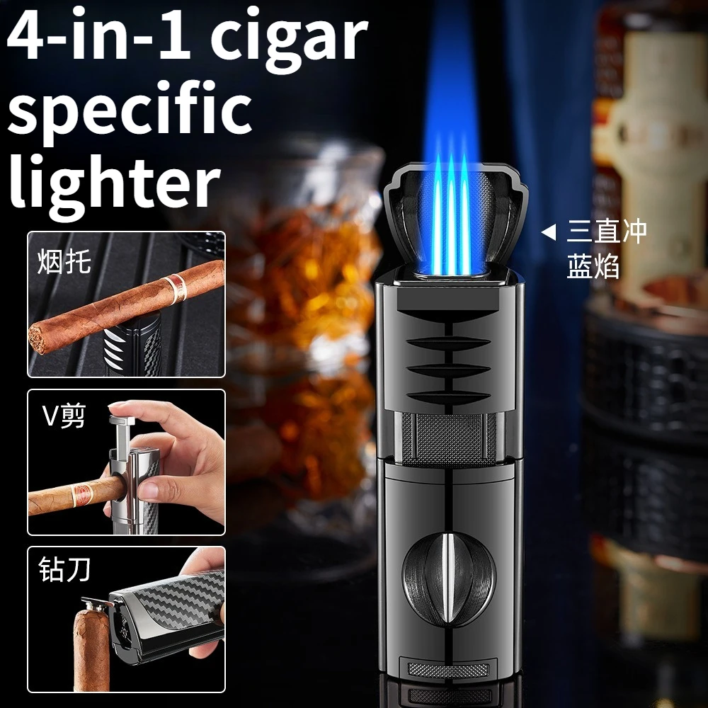 Multifunctional 3-way Direct Inflation Cigar Lighter Portable and Capable Four Functions in One Device Cigar Accessories