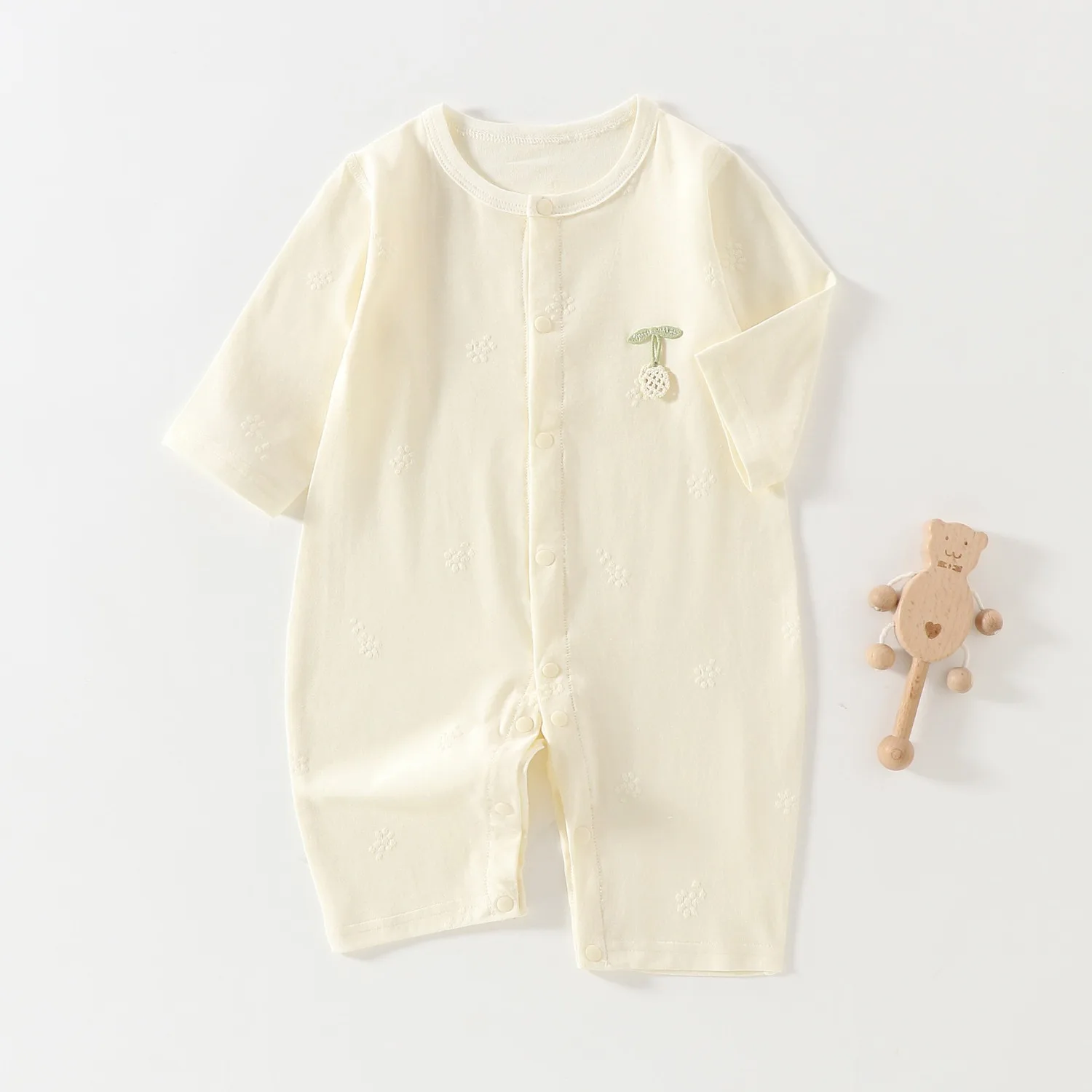 2026 Summer Newborn Baby Jumpsuit Cartoon Pattern Short Sleeved Jumpsuit for Boys, Pure Cotton Breathable Baby Crawling Suit