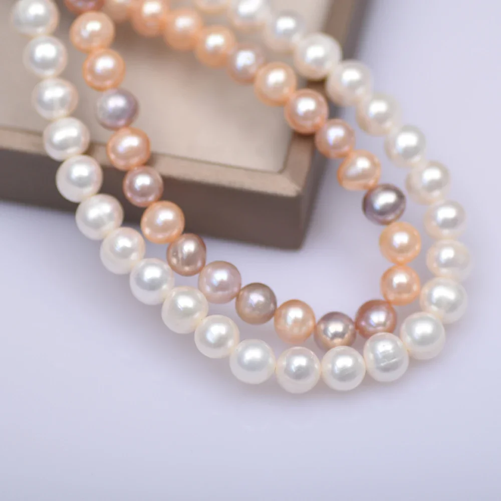 7-8mm Natural Freshwater White Mixed Color Round Pearl Isolated Loose Beads For DIY Necklace Bracelet Jewelry Making Accessories