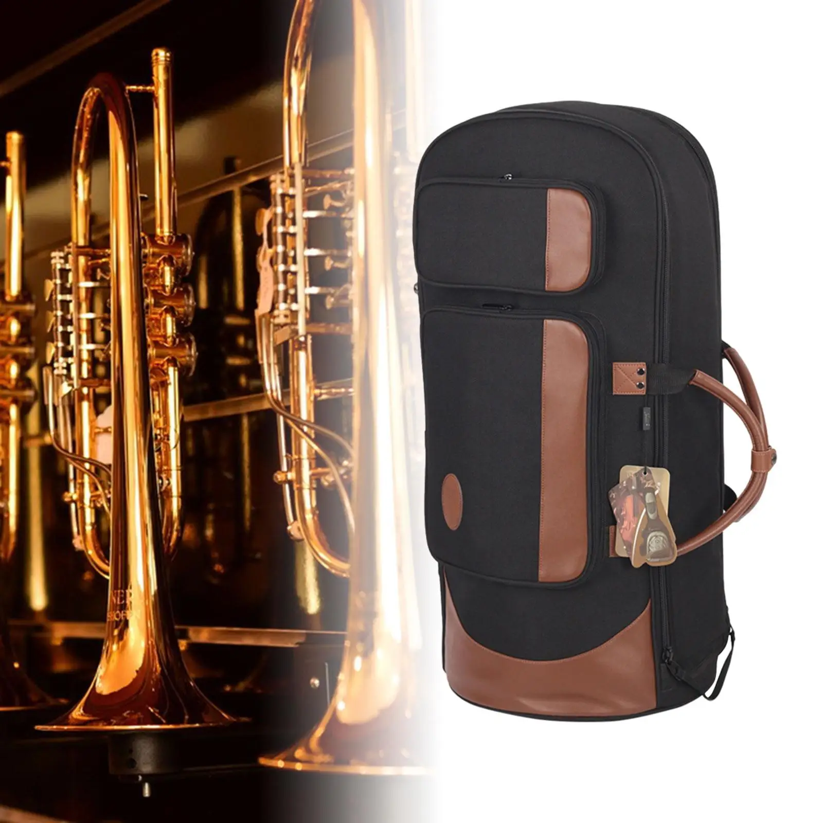 Euphonium สำหรับกลางแจ้งเครื่องมืออุปกรณ์เสริมทองเหลืองพร้อมซิปแบบกล่องบาริโทนแบบพกพาเคสพกพาสำหรับคอนเสิร์ตท่องเที่ยว