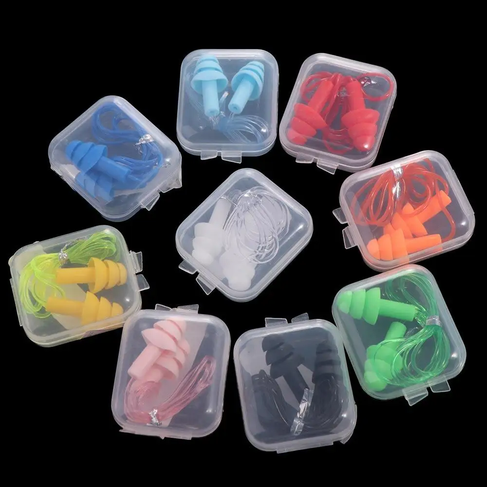 Ear Plugs Waterproof Hearing Swimming Accessories Diving Surf Swim Ear Plugs Nasal Clip Earplugs with Rope Silicone Ear Plugs