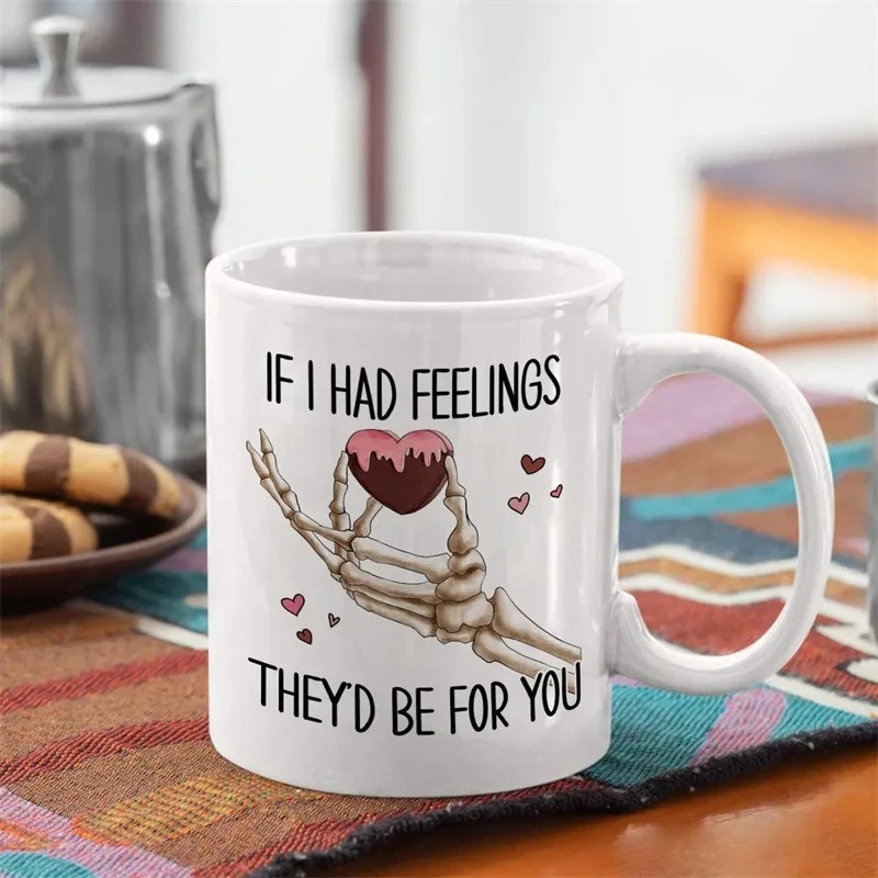 European and American cross-border hot-selling personalized design sense of fun skull heat transfer coffee cup ceramic mug spot