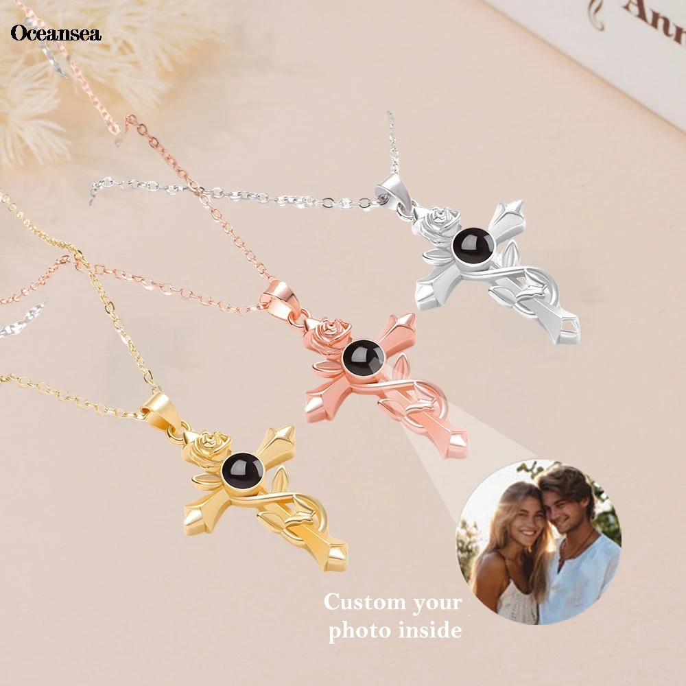 شخصية صورة الإسقاط قلادة مع صورة مخصصة الصليب على شكل الإسقاط قلادة قلادة هدية عيد الميلاد المجوهرات