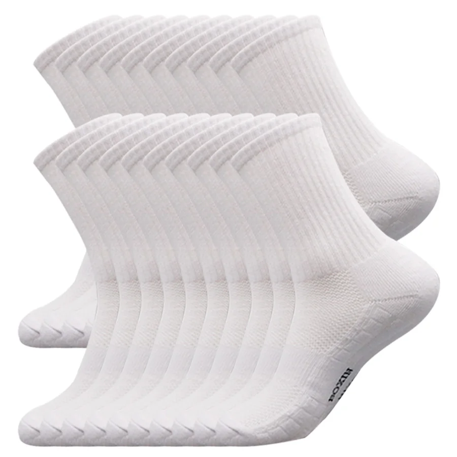 New 20 Pairs Cool Men Black White Warm Socks Set Autumn Winter Male Solid Color Sport Short Socks For Men Dropshipping