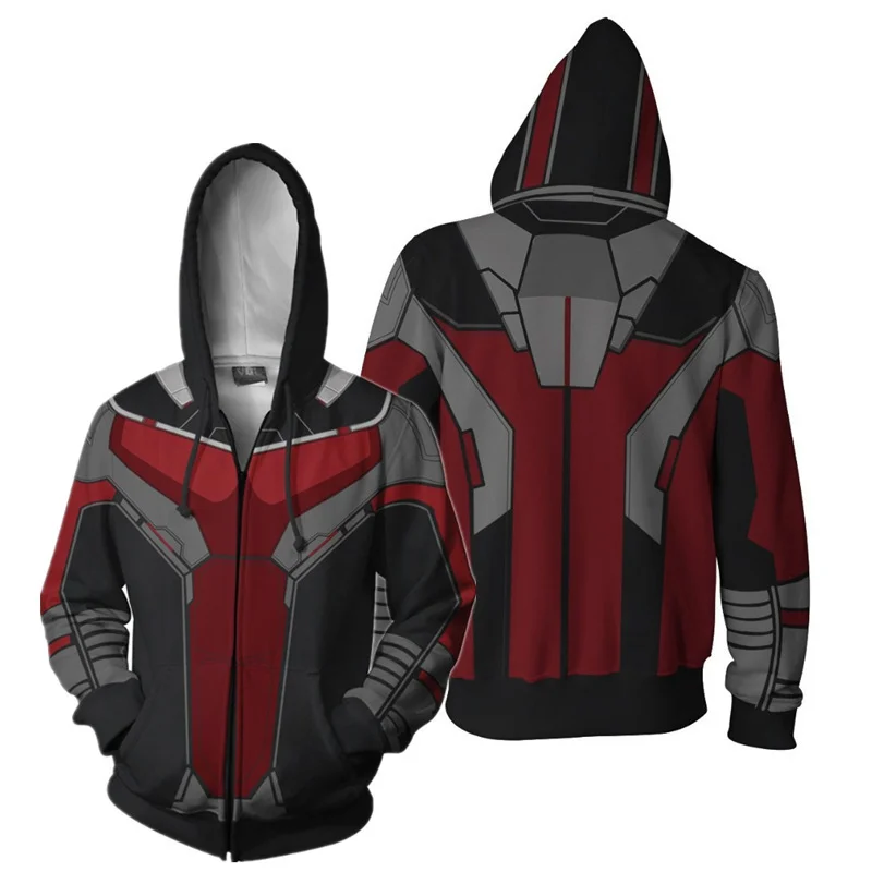 Movie Ant-Man and the Wasp Cosplay Hoodie 3D Printed Sports Wear Fashion Ant man Jacket  Zip Up Thin Party Costume for Unisex